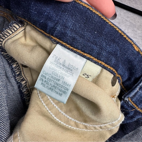 Rag & Bone Dre Colvin Blue Distressed Slim Skinny Boyfriend Jeans Low Rise 25 - Picture 8 of 8